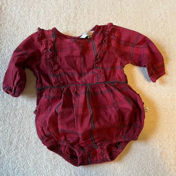 Ruffle Butts Other - Ruffle Butts 3-6 months maroon plaid long sleeve onesie
